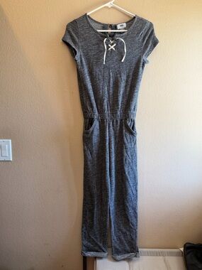 Old NavyGray Heather Lace-Up Jumpsuit